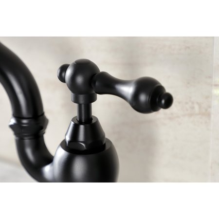 Kingston Brass Bridge Bathroom Faucet with Brass PopUp, Matte Black KS7990AL